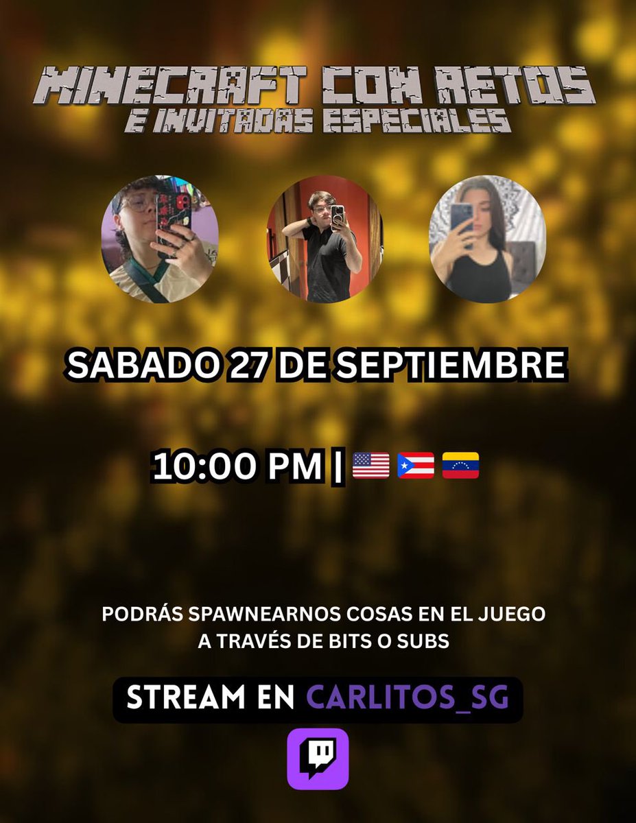STREAM COLAB!!! Con <a href="/Carlitoss_sg/">Carlitos</a>  y <a href="/yani____/">Yanira</a>  en el canal de twitch twitch.tv/carlitos_sg  a las 10pm 🇵🇷🇻🇪🇺🇸

ESPERO VERLOS EL SABADO 27 DE SEPTIEMBRE CON NOSOTROS!!!🙂‍↕️✨