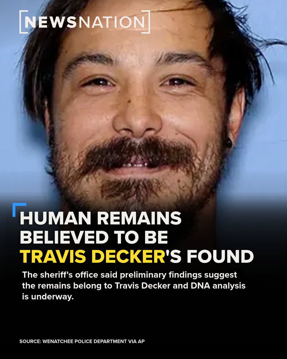 #BREAKING: Human Remains Believed to Be #TravisDecker Found in Chelan County

Authorities say they have discovered human remains believed to belong to Travis Decker, accused of killing his 3 young daughters during a visitation at Rock Island Campground.

In a statement, the