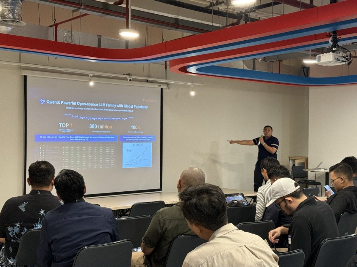 alibabacloudid's tweet image. 🎉 Yesterday, we hosted our very first @Alibaba_Qwen meetup in #Jakarta - and it was a blast!
A huge thank you to everyone who came out to join us, and to all our amazing speakers for sharing their projects, and expertise. 🙌
Looking forward for meetups to come!
#QwenMeetups