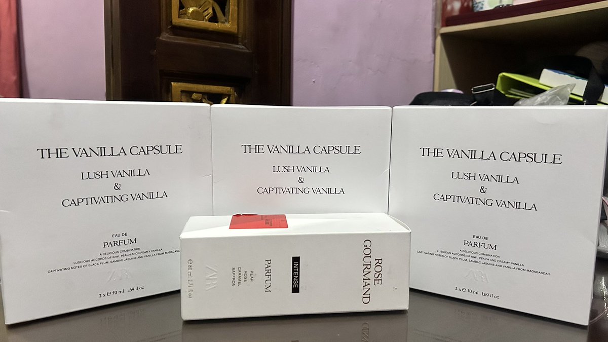 kinderjoyeah's tweet photo. wts! want to sell new original store

- zara parfum the vanilla capsule 50ml isi 2 (3 box) sale fix price 499k (bisa satuan 290rb nego dikit)
- zara parfum rose gourmand (1pcs) sale price 499k 

all parfum exp date 2030, sealed (belum dibuka sama sekali), harga termasuk packing https://t.co/E5NUBPcMmu