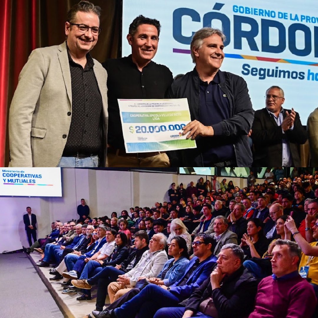 🤝Con la presencia del gobernador <a href="/MartinLlaryora/">Martín Llaryora</a> y el ministro <a href="/GustavoHBrandan/">Gustavo.Brandan</a> , desde el <a href="/MinCoopCba/">Ministerio de Cooperativas y Mutuales</a> entregamos aportes económicos no retornables del Programa de Fortalecimiento, por más de $1000 millones para 60 proyectos de #cooperativas y #mutuales de 18 departamentos💪