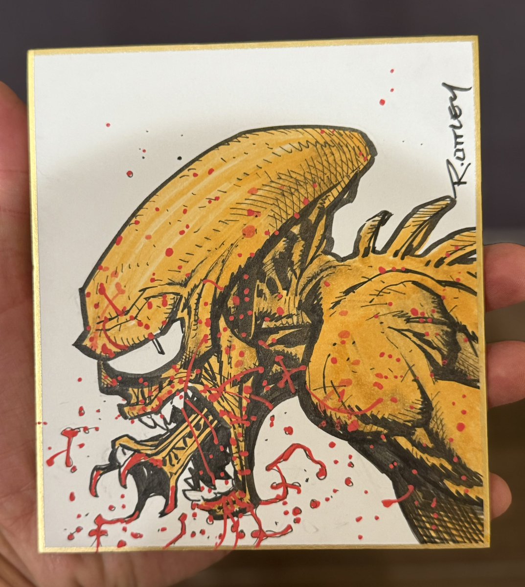 RyanOttley's tweet photo. Thanks all for showing up to my impromptu livestream over on whatnot! Here’s a first for you, Allen the ALIEN sketch! https://t.co/GKavSTRj5e