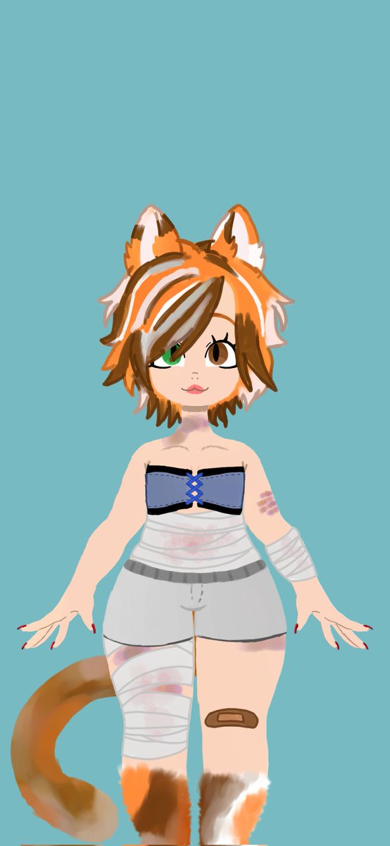 New outfit! And I got a new binder (and boxers! 🫶) 

I think it's cozy... ❤

//spoilered is the 'new underclothes' version, below are the Un-Injured versions//