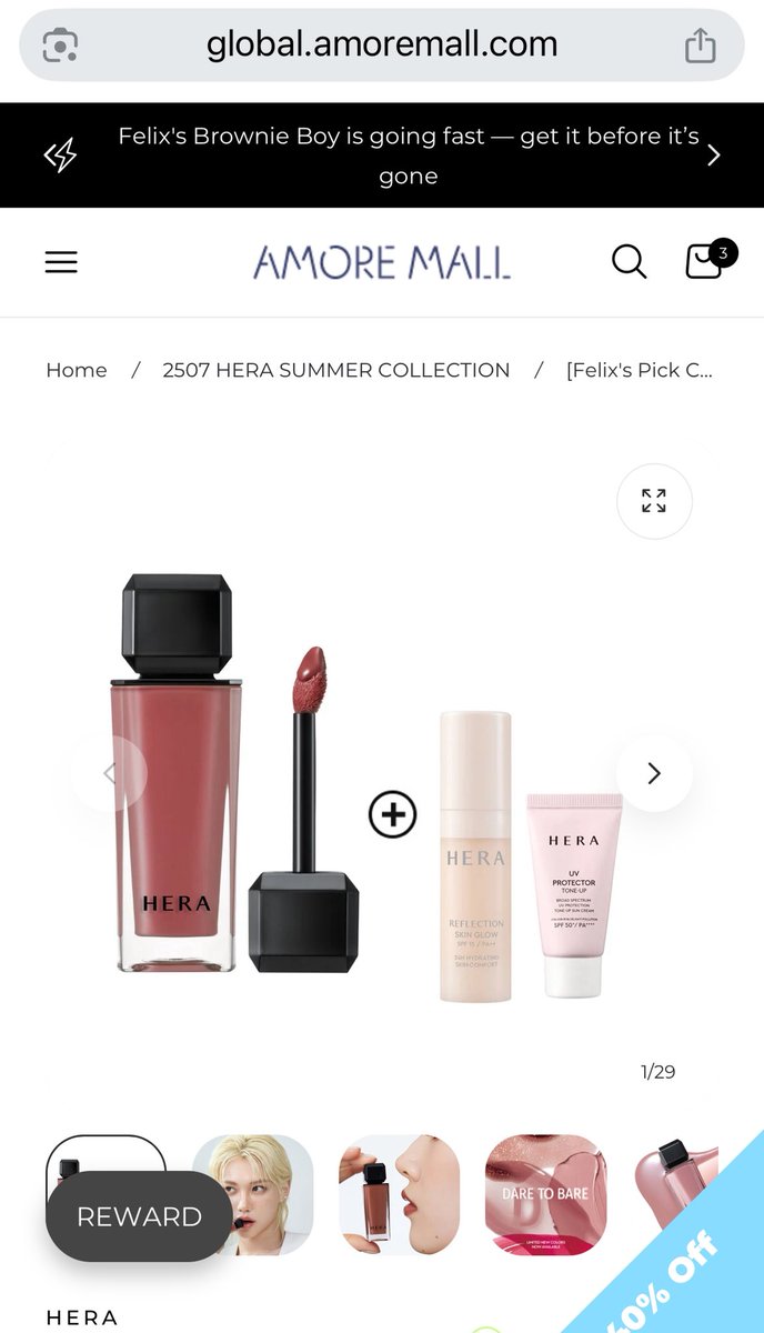 Possumpoh's tweet image. Felix Impact!
Global Amore main page Banner “Felix Brownie Boy is going fast..”

#FELIXxHERA
#HERA 
@herabeauty_jp