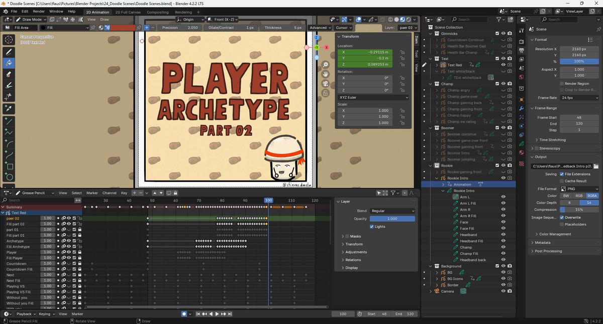 Good morning!
Part 02 sneak peak :3
Finished the intro yesterday.

I'll jump into the first scene now,
let's see how far I get today.

Thanks for your support!
Have a great day everyone.♥️

#fgcstories #2danimation #blender