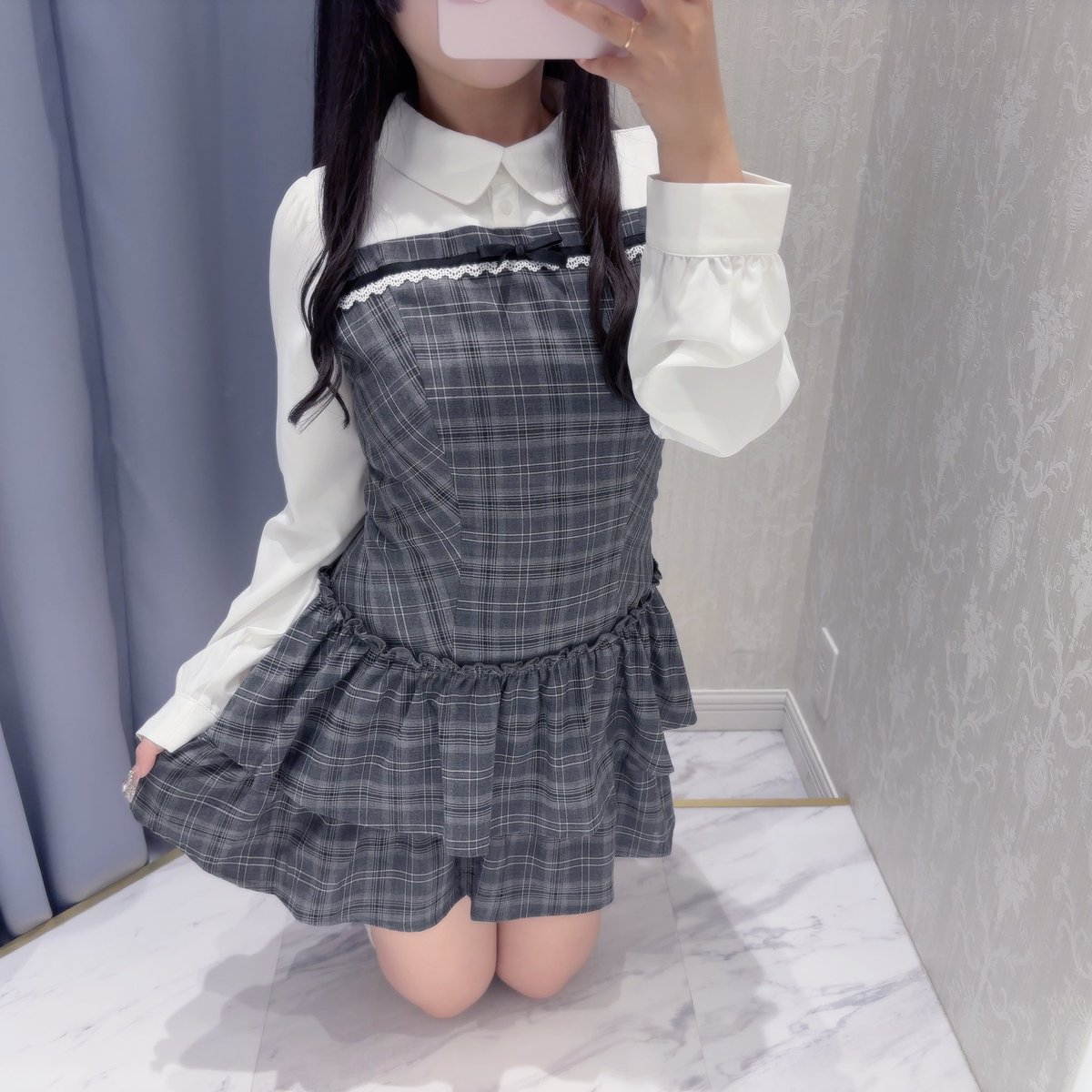 evelyn ティアードミニOP 長袖 CK evelyn新宿店🧸🤎 ♡ プリーツティアードミニOP ♡ color : BR / CH