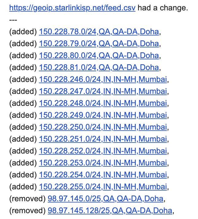 Starlink allocates more IPs for Mumbai