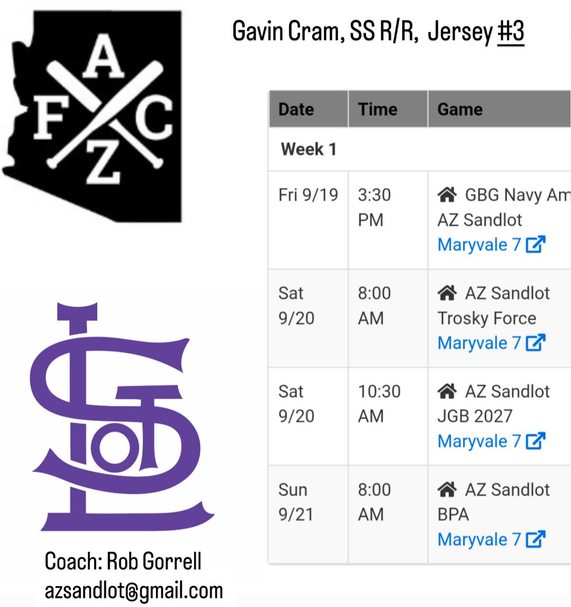 🚨Arizona Junior Fall Classic w/ <a href="/AZSandlot/">Sandlot Baseball AZ</a> 🗓️