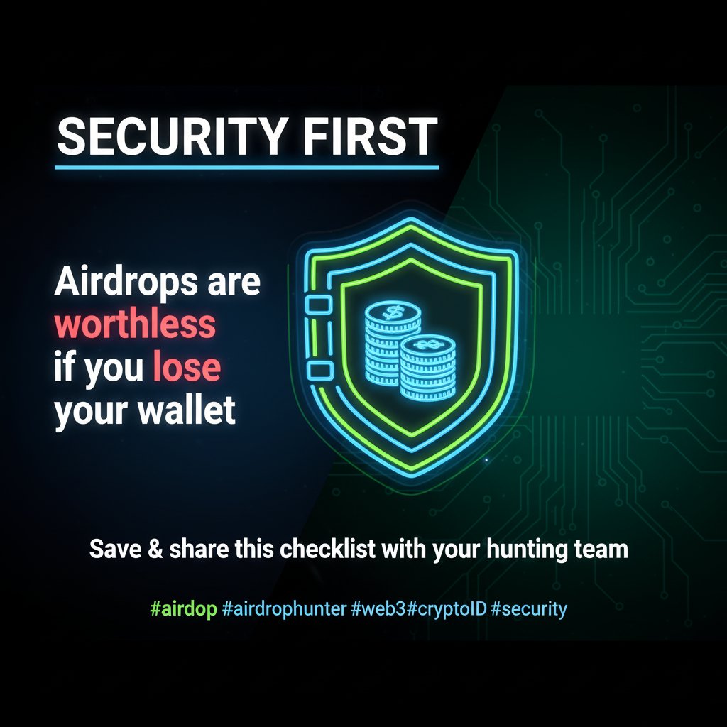 myridle_token's tweet photo. Security first. Airdrops are worthless if you lose your wallet.
💾 Save &amp; share this checklist with your hunting team.
#airdrop #airdropsafety #web3 #airdrophunter #cryptoindonesia #RidLE https://t.co/bMWQDeHL7z
