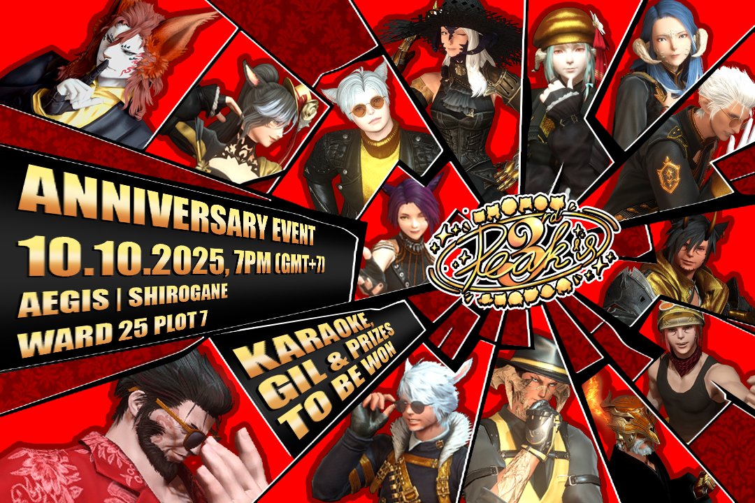 🎉PEAK'S PUB IS TURNING 3🎉
To commemorate, we’ve prepared an epic celebration.. But for now, save the date and stay tuned:

🗓️ 10.10.2025, 7PM (GMT+7)
📍 AEGIS, SHIROGANE, W25 P7
🔗 discord.gg/k87M2AWVg6

More info to come!
#PeaksPub