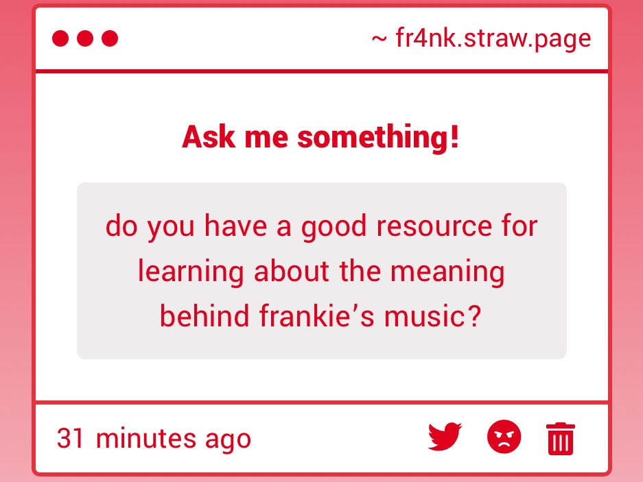 Thanks for asking!! Since we were on the topic of stomachaches, here’s a thread of some resources to help better understand frank’s meaning with the record. 🧵