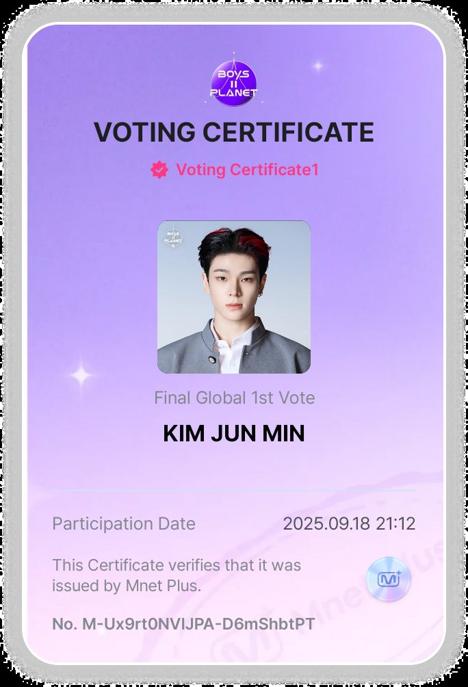 - 𝐅𝐢𝐧𝐚𝐥 𝐆𝐥𝐨𝐛𝐚𝐥 𝐕𝐨𝐭𝐞 -🗳️
       𝟏 𝐩𝐢𝐜𝐤 𝐣𝐮𝐧𝐦𝐢𝐧 🐈‍⬛

𓏔 แจก 777฿/2 คน
𓏔 rt + mention หลักฐานการโหวต or dm
𓏔 หลักฐานการโหวตตั้งแต่ 19-25 sep

 - สุ่มหลังรายการจบ -

#김준민 #KIMJUNMIN #제이더 #JAYDER #BOYS2PLANET #보이즈2플래닛  #คิมจุนมิน