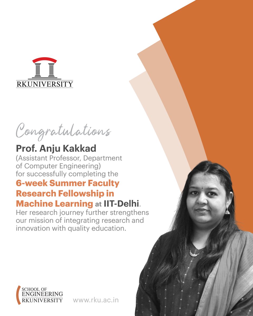 RKUniversity's tweet image. We congratulate our faculty member and students from Department of Computer Engineering, RKU, for their remarkable achievements.
#rku #computerengineering #engineering #iitdelhi #iit #delhi #research #rkuniversity #rajkot #India