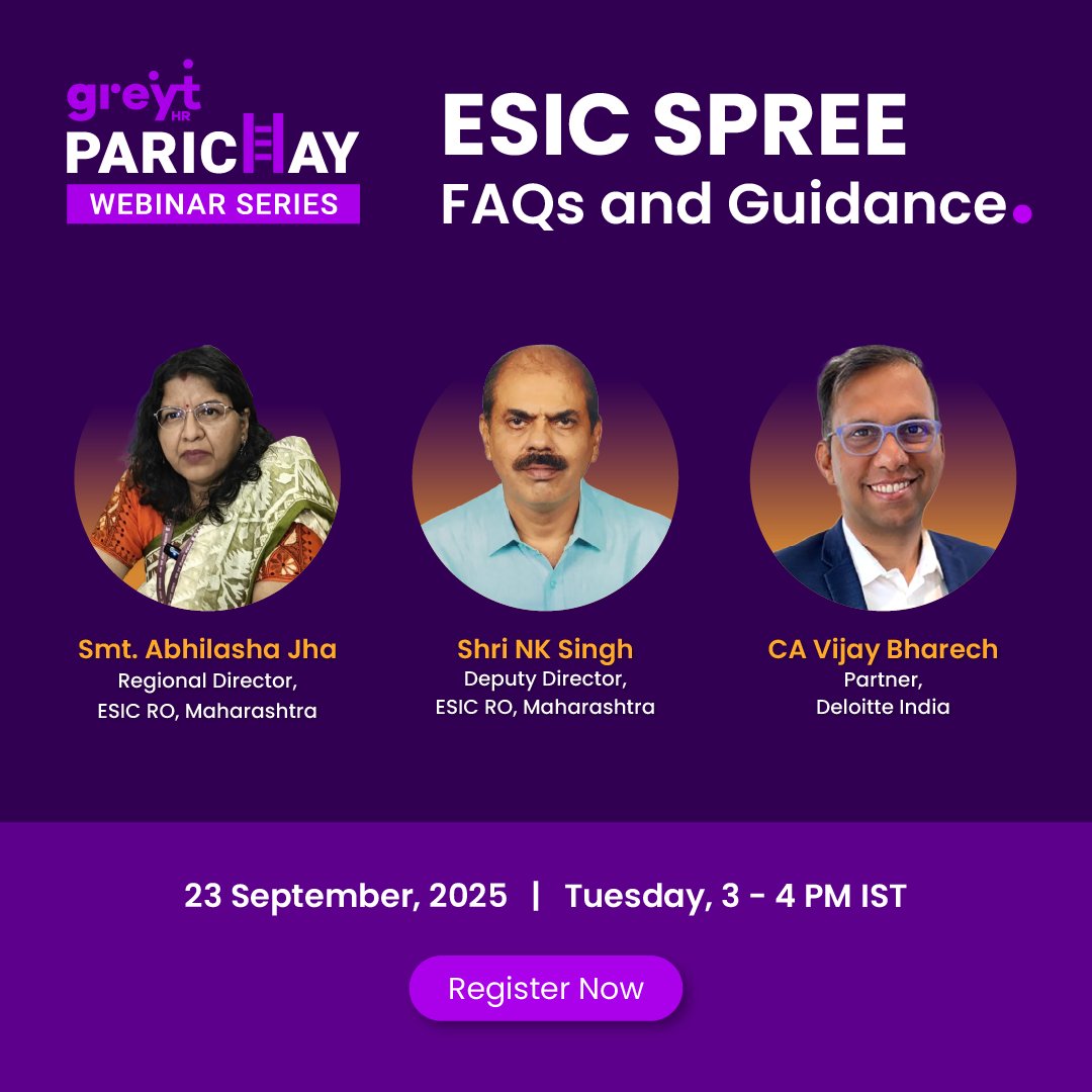greythr2's tweet image. Parichay Webinar Alert!

ESIC SPREE Scheme: FAQs and Guidance for Employer &amp;amp; Employee Registration

📅 23rd September, Tuesday⏰ 3 PM – 4 PM IST

Register now: zoom.us/webinar/regist…

#ESIC #ComplianceMadeEasy #greytHR #Parichay  #WebinarAlert