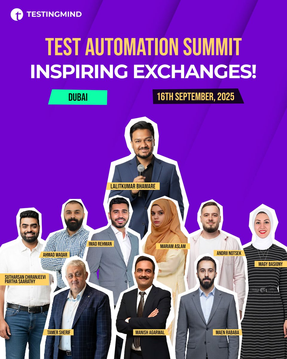 testingmindcon's tweet image. 👏 Thank you, Dubai, for an incredible Test Automation Summit!
Grateful to our speakers from Accenture, GEMS, Beehive P2P, FYI, RAKBank, Teletronics & panel experts from BoA, JPMorgan, Broadridge, Octaura & Montefiore 💡
And to our partners: mid-east.info, TimesOfAI,…