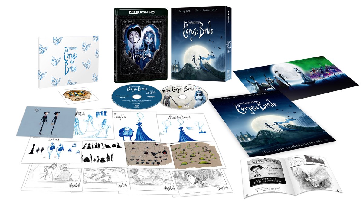 🦋映画公開2️⃣0️⃣周年💀
『ティム・バートンのコープスブライド』
💿＜4K UHD ＋ブルーレイ＞セット 12月10日(水)発売❗️

#ティム・バートン 監督による映画史に残る傑作が、初の4K UHD化❗️
紙製の特典＜ペーパープレミアム＞として、劇場版ポスター、ブックレット、ステッカーなどを封入。