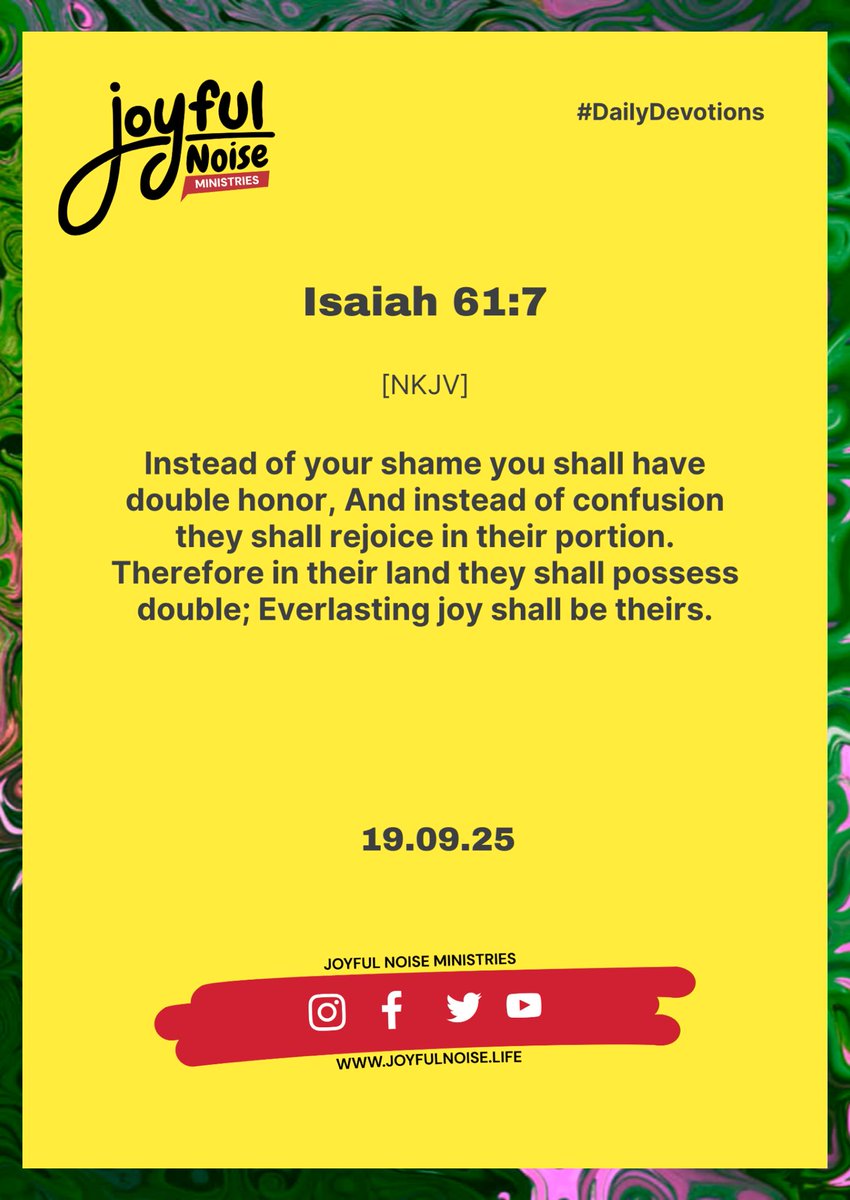 JN_Ministries's tweet photo. Confusion does not have the last word in your life. Joy is your portion in Christ. The God of restoration is turning your shame into honor and your sorrow into rejoicing. 🌅😇

#JoyfulNoiseMinistries #MorningDevotion 
#JoyfulNoise #verseoftheday #restoration https://t.co/UANF9Js4fT