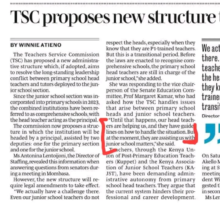 Dear public, did you know that in Junior schools, HOI chase students home for examination fees and activity fees? They collect remedial money and if you ask why, they say "JSS teachers are disrespectful" 
<a href="/WilliamsRuto/">William Samoei Ruto, PhD</a> 
<a href="/TSC_KE/">TSC</a> 
<a href="/JuliusKBitok/">Julius Kibet Bitok</a> 
We need autonomy
#JSSautonomy