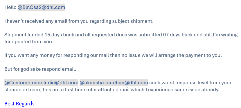 Loganathan_E1's tweet photo. @DHLGlobal Ref:333889202 - Your service level to customers is here, https://t.co/aziJid6t17