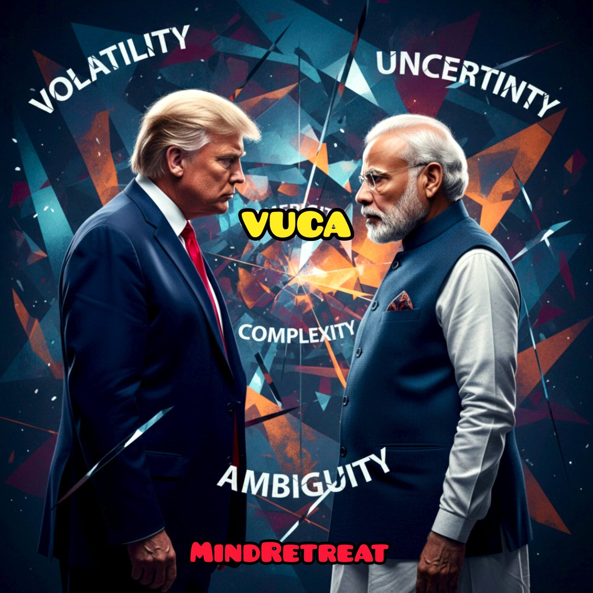 Ever wondered what separates resilient leaders from the rest? It boils down to mastering one word: VUCA : Stands for Volatility Uncertainty Complexity and Ambiguity.
PM Modi’s leadership dealing with Trump shows true VUCA in action.  Powerful lesson, not to survive but to thrive