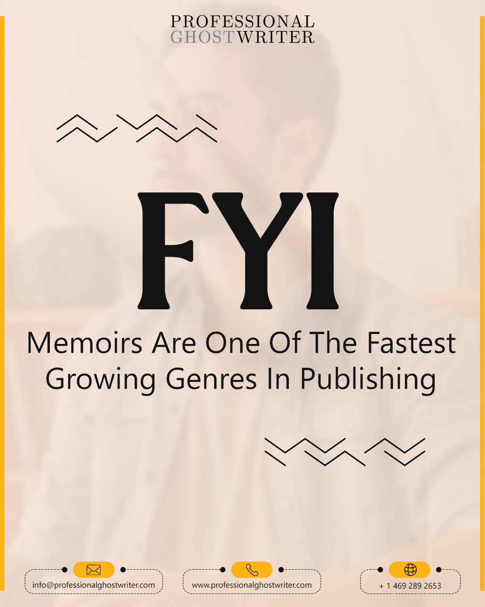 profghostwriter's tweet image. From personal triumph to historical accounts — memoirs have a dedicated, loyal readership. Your audience is waiting.

#ProfessionalGhostwriter #YourVoiceOurCraft #BookWritingService #GhostwritingExpert #BookEditing #WriteToday #GhostwritingTruth #Bestsellers #ProWriters