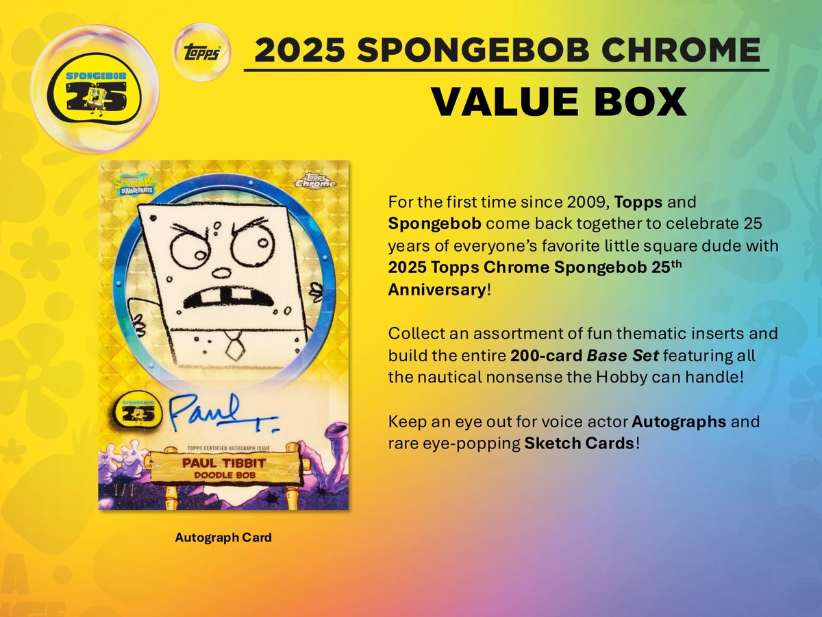 製品情報】 2025年10月上旬 発売予定 ▽ 2025 TOPPS CHROME SPONGEBOB