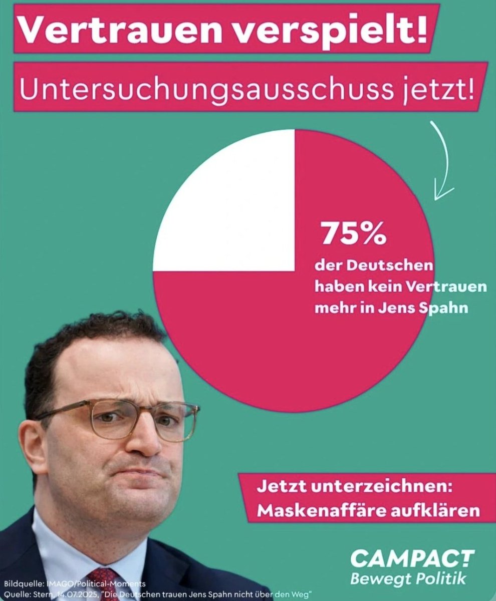 Es ist Freitag, 19.09.2025
Das poste ich täglich:

Warum ist <a href="/jensspahn/">Jens Spahn</a> noch im Amt?
Wann gibt's einen #SpahnUntersuchungsausschuss und die #SpahnImmunitaetsaufhebung?

JEDEN TAG werde ich #SpahnRücktritt fordern!
Bis er weg ist.