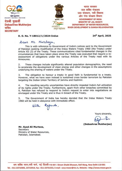 aliattaf0596's tweet photo. Islamabad pleads for IWT resumption, but shows no intent to end terror sanctuaries. India’s message is clear: no terror, no treaty. #IWTabeyance https://t.co/z9tPCcBAfL