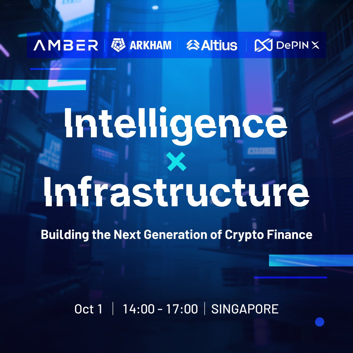 Amber Group X @arkham X @Altius X @depin_x - Intelligence and  Infrastructure: Building the Next Generation of Crypto Finance Discover how  AI is transforming the crypto landscape and explore new possibilities for
