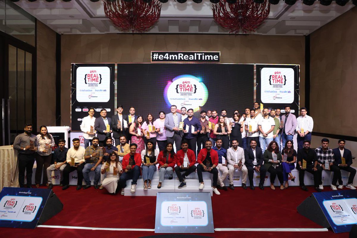 e4mtweets's tweet image. More than just awards — it was a celebration of purpose, precision, and powerful storytelling.
The #e4mRealTime Awards honoured the leaders who turn instinct into innovation. 🏆
Here’s a glimpse into the grand celebration. ✨

#BoldBrands #RealTimeMarketing #LeadershipInAction…