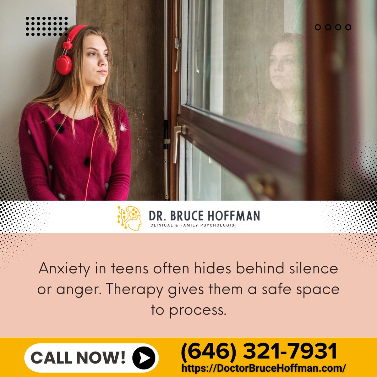 DrBruceHoffman's tweet photo. Teens may hide stress as anger or withdrawal. Therapy helps them open up, cope, and grow. Dr. Bruce Hoffman offers teen anxiety counseling Valley Stream NY to support youth. Call (646) 321-7931. #ValleyStreamTherapy #TeenHelp #MentalHealth https://t.co/y4i1jWLJaG