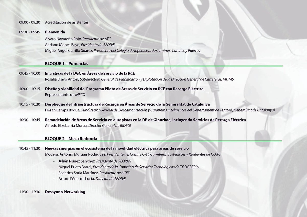 ATC_PIARC's tweet image. Evento Networking
EL NUEVO ECOSISTEMA DE LA MOVILIDAD ELÉCTRICA EN LAS ÁREAS DE SERVICIO

Contaremos con una sesión de ponencias, mesa redonda y un tiempo de cafe/networking

📍 Colegio ICCP  Madrid
📅 1 de octubre
🕘 9:30 a 12:30

Más info e inscripción: acortar.link/1TGA5P