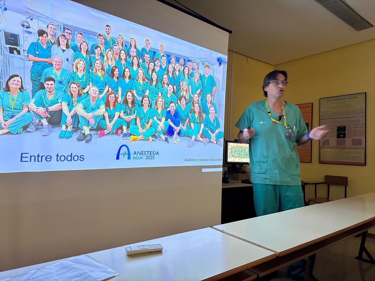 AnestesiaHCUV's tweet photo. "¡Arrancamos el curso de sesiones @AnestesiaHCUV! Un año por delante lleno de retos,  ilusión y pasión por nuestro trabajo. 🙌 Orgullosos de nuestra profesión y siempre con la mirada puesta en ofrecer la mejor atención a nuestros pacientes ¡No aflojamos!#anestesiaclinico https://t.co/VLfC6ToxuC