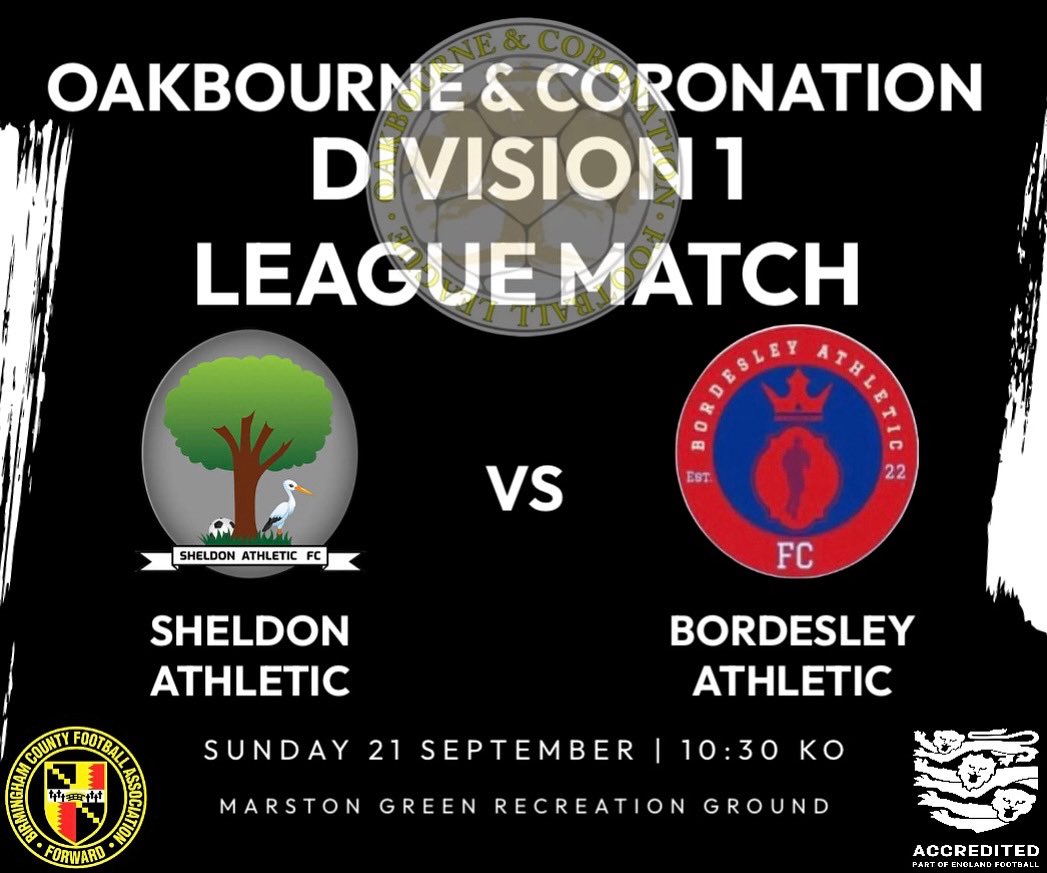 Sunday we welcome Bordesley to the Rec

UPTHESHELDON💙