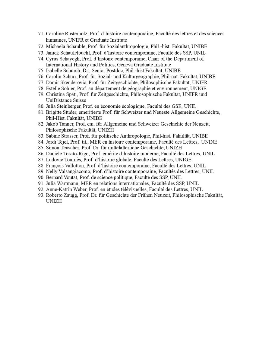 93 Schweizer Professoren finden, man dürfe keine Kritik an Professoren üben.

Damit reagieren sie auf den Artikel über die Methoden von Historiker <a href="/BernhardSchaer/">Bernhard C. Schär</a>: nzz.ch/feuilleton/der…
