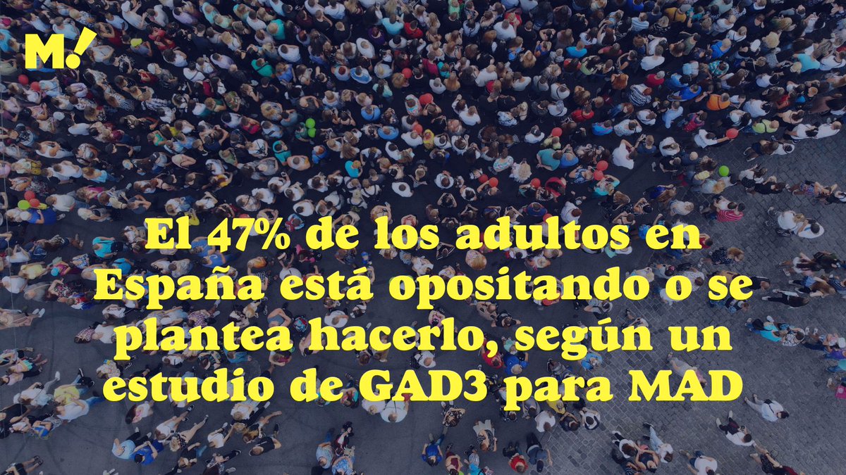 ¿Sabías que casi la mitad de los españoles está opositando o tiene intención de hacerlo? 👉 Es el resultado de un estudio realizado por <a href="/GAD3_com/">GAD3</a>  para <a href="/MadEditorial/">Editorial MAD</a>.
Puedes leer el estudio completo en #mundopositor🧐.
➡ mundopositor.info/gad3-mad/