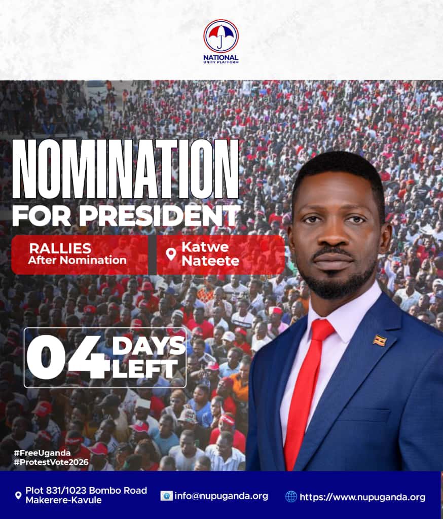 The countdown is on…
#ProtestVoteUg2026
#BobiWineNominates
#PeoplePowerOurPower