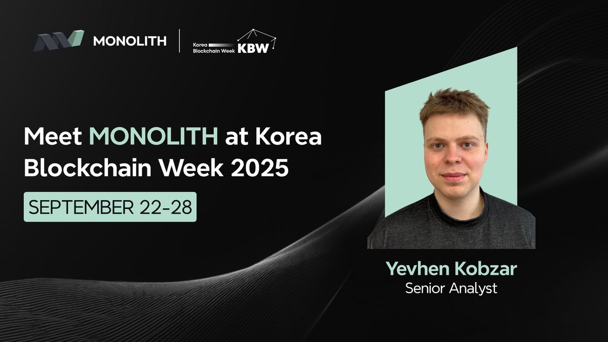 monolith_fund's tweet image. We’re heading to Korea Blockchain Week #KBW2025 🇰🇷

World-class speakers, a global scale, and one of the strongest networking hubs in crypto.

We’ll be there to connect, share insights, and meet new partners.

If you’re around, let’s talk — the best deals happen over coffee in…