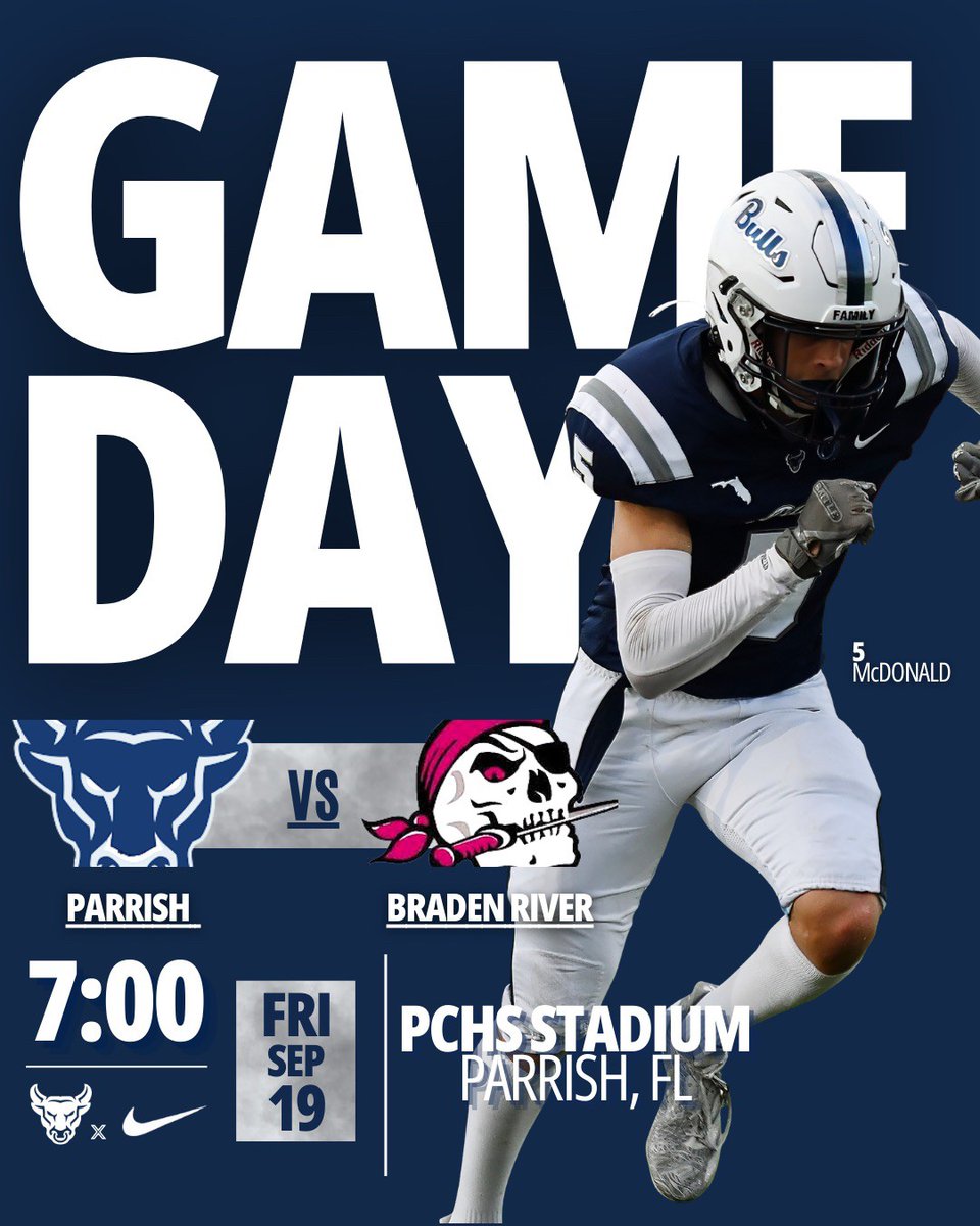 Come out tonight and support your Bulls as they take on the Pirates from Braden River.  Kickoff is at 7pm at Parrish Community High School.