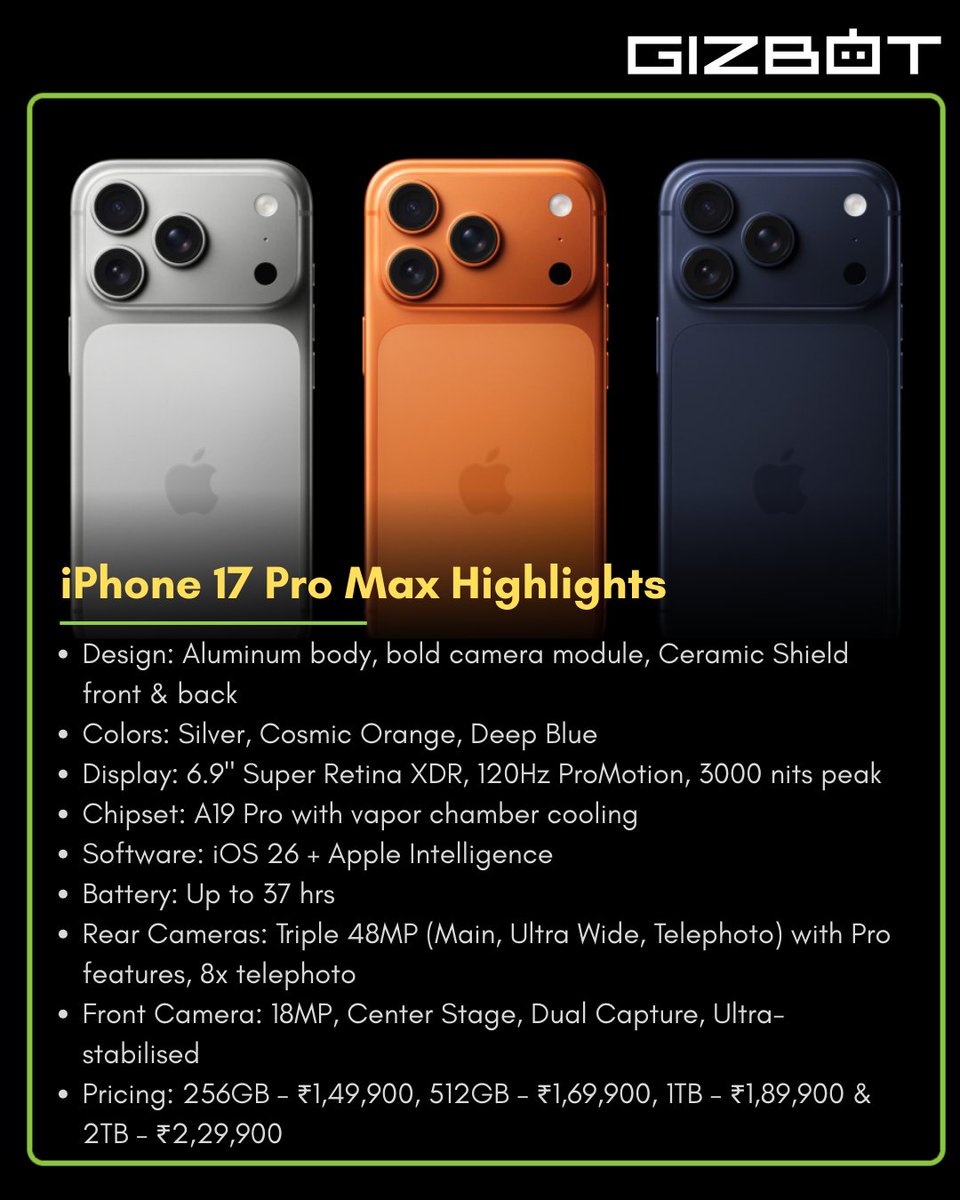 gizbot's tweet image. #iphone17promax #Smartphones #MobileTech #Apple #GadgetNews