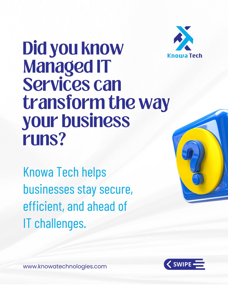 knowatech1's tweet image. Did you know that Managed IT Services can reduce downtime, strengthen security, and free your team to focus on growth?#ManagedITServices #KnowaTech #ITSupport #BusinessIT #Cybersecurity #CloudSolutions #TechForBusiness #DigitalTransformation #ITStrategy #BusinessContinuity