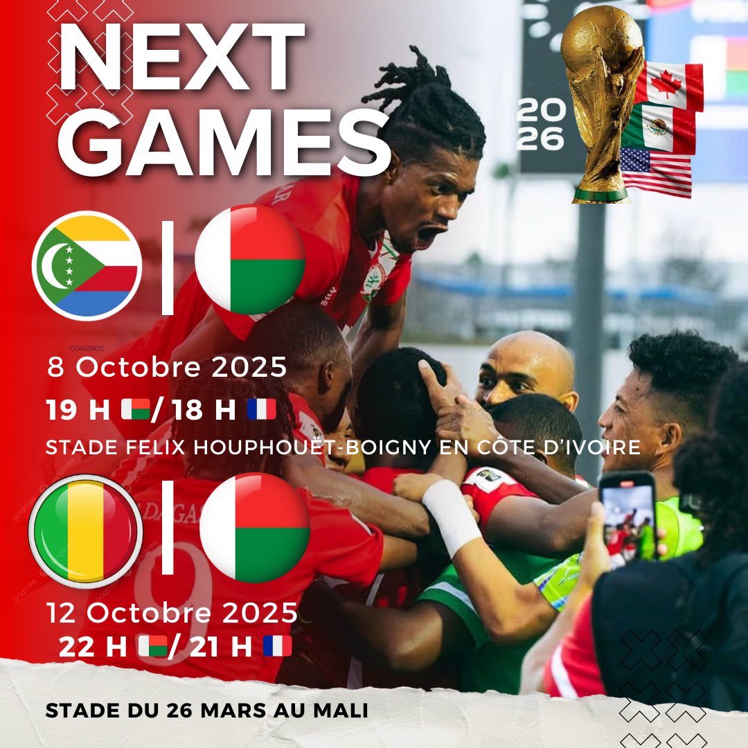 BareaFootball's tweet photo. ✍🏿📚𝐋𝐀𝐒𝐓 𝐋𝐀𝐒𝐓
🗓 Voici les dates des deux derniers match des Barea qui joueront contre les Comores en CIV et feront un court déplacement au Mali pour affronter les Aigles 🦅
💭Deux matchs pour rêver plus grand !
#COMMAD #MALMAD #WCQ2026 https://t.co/diY3PsKmvw