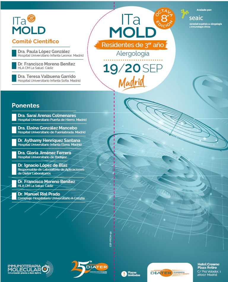 En unas horas comienza #ITAMOLD2025, curso dirigido a R3 de alergia.. Os esperamos a todos …
La apuesta por la formación es la mejor forma de mejora de una sociedad científica.
Bienvenidos