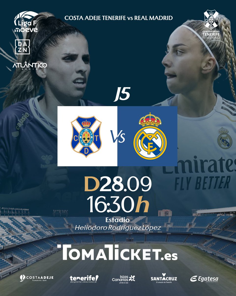 🤍💙 |ENTRADAS|

🚨 ¡Quedan dos días para finalizar la primera fase de venta de entradas del encuentro ante el <a href="/realmadridfem/">Real Madrid C.F.</a>! 🔚

‼️Precios de la fase 1 disponibles hasta el 21 de septiembre 🗓️ 

🎟️ Hazte con tu entrada en: tomaticket.es/es-es/entradas…

#UnMismoLatido