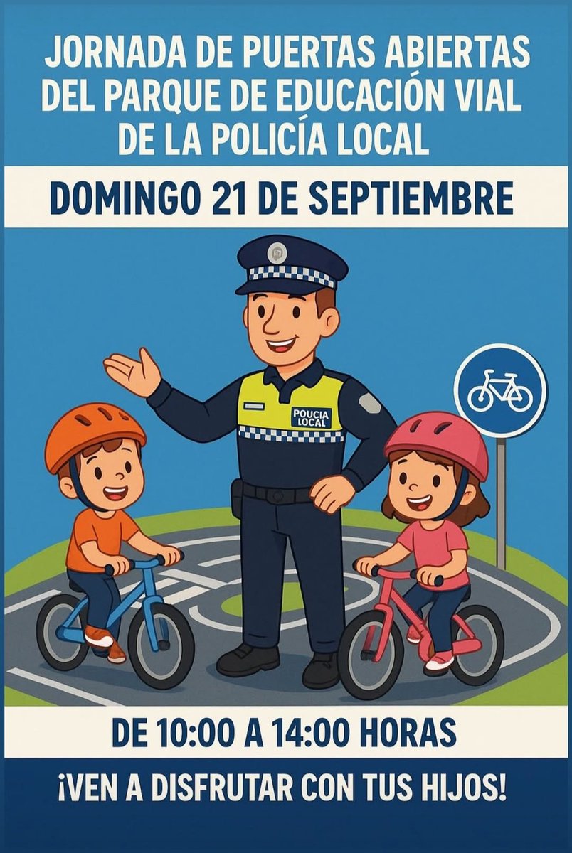 Por error en publicación,  las jornadas puertas abiertas parque educación vial, se celebra este próximo domingo día 21 de septiembre de 2025, de 10:00 a 14;00 horas.