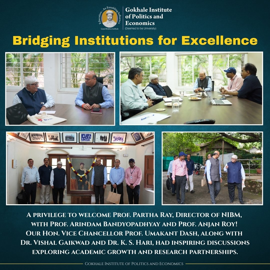 gipe_official's tweet image. Welcoming Prof. Partha Ray (NIBM Director) & team at GIPE! Meaningful dialogue with Hon. VC Prof. Umakant Dash on collaborations & academic excellence.
#gokhaleinstitute #GIPE #NIBM
