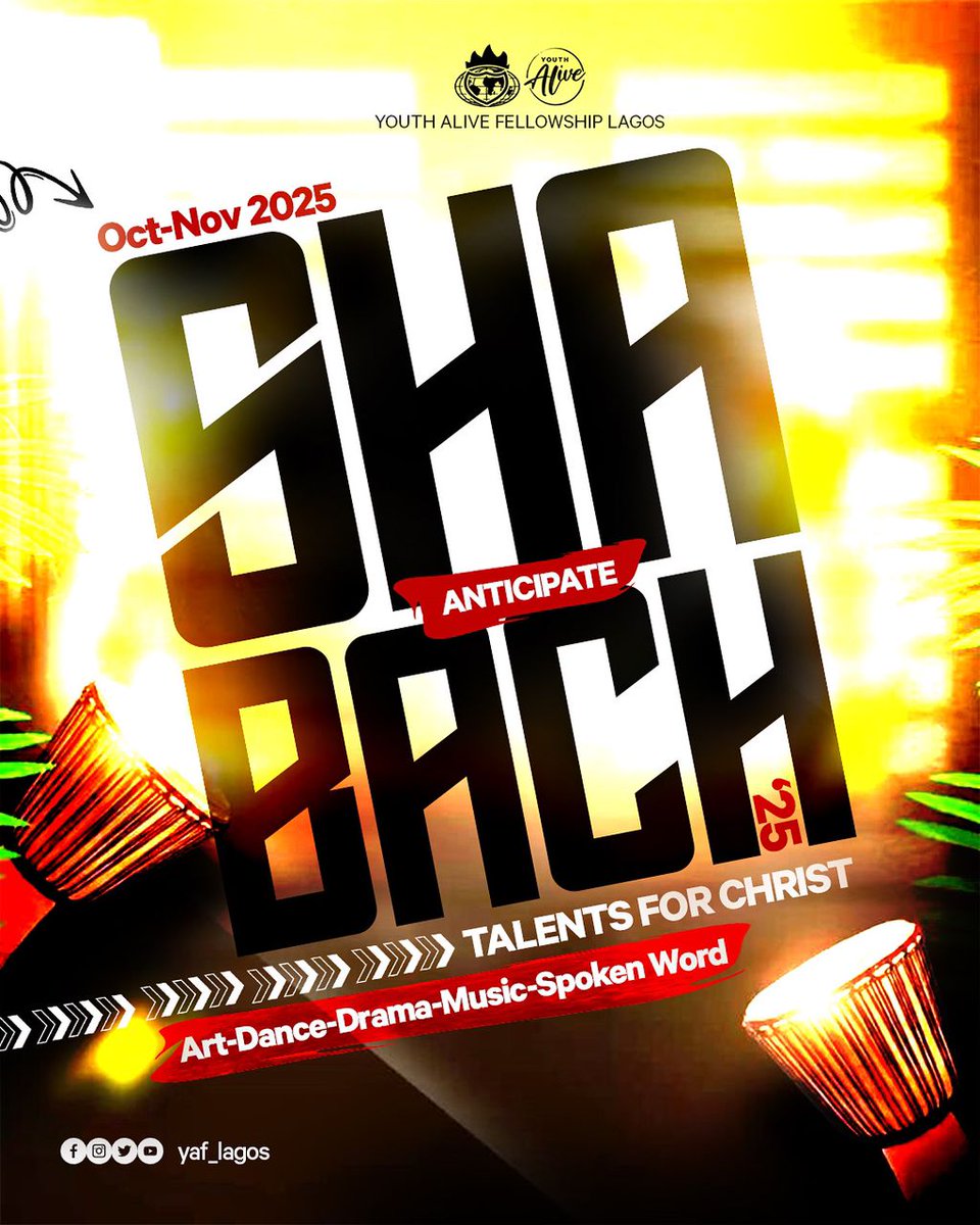 yaf_Epe's tweet photo. Are you ready, Lagos!!
The biggest youth talent explosion of the year is here – SHABACH 2025! 🔥

From Dance to Drama, Music to Spoken Word, and to visual art, this October, the Living Faith Church Lagos districts are lighting up with the best talent for Christ! 🌟
Top 5 from https://t.co/V5duumYNJ4