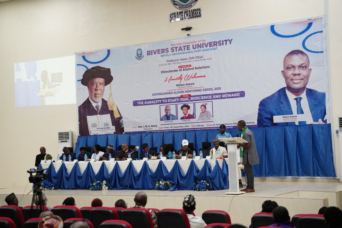 MyCinfores's tweet photo. At the 3rd Rivers State University Distinguished Alumni Mentoring Series, our MD/CEO, Mr. Ibifuro Asawo, returned to where the journey began—delivering a powerful keynote titled “The Audacity to Start: Risk, Resilience, and Reward.” https://t.co/WobYs6BePP