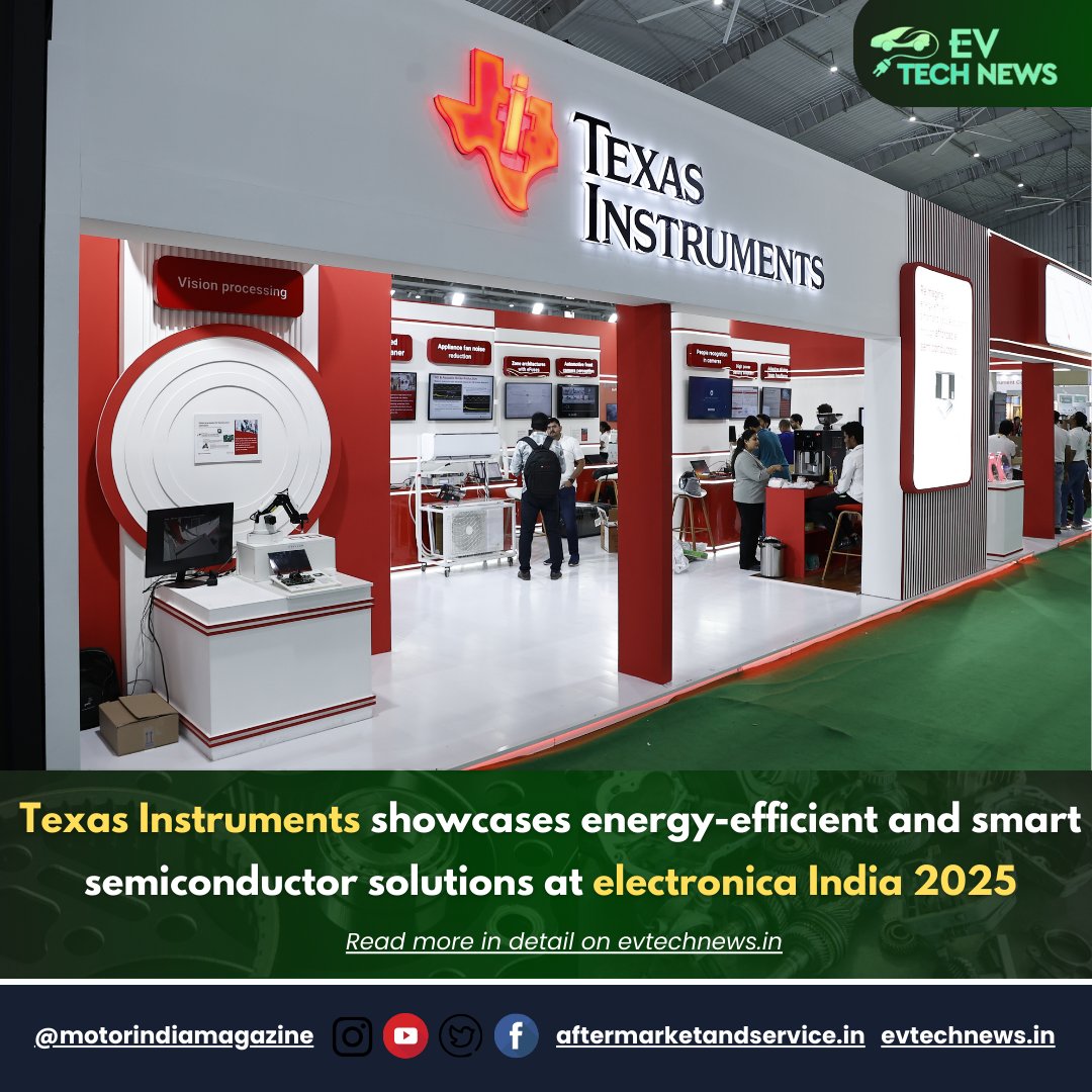 EVTechNews's tweet image. Texas Instruments showcases its latest semiconductor innovations for energy, automotive &amp;amp; connected appliances at electronica India 2025, Sept 17–19 in Bengaluru. Visit Hall 3, Booth D11.

𝐑𝐞𝐚𝐝 𝐌𝐨𝐫𝐞:  evtechnews.in/texas-instrume…

#TexasInstruments #ElectronicaIndia2025