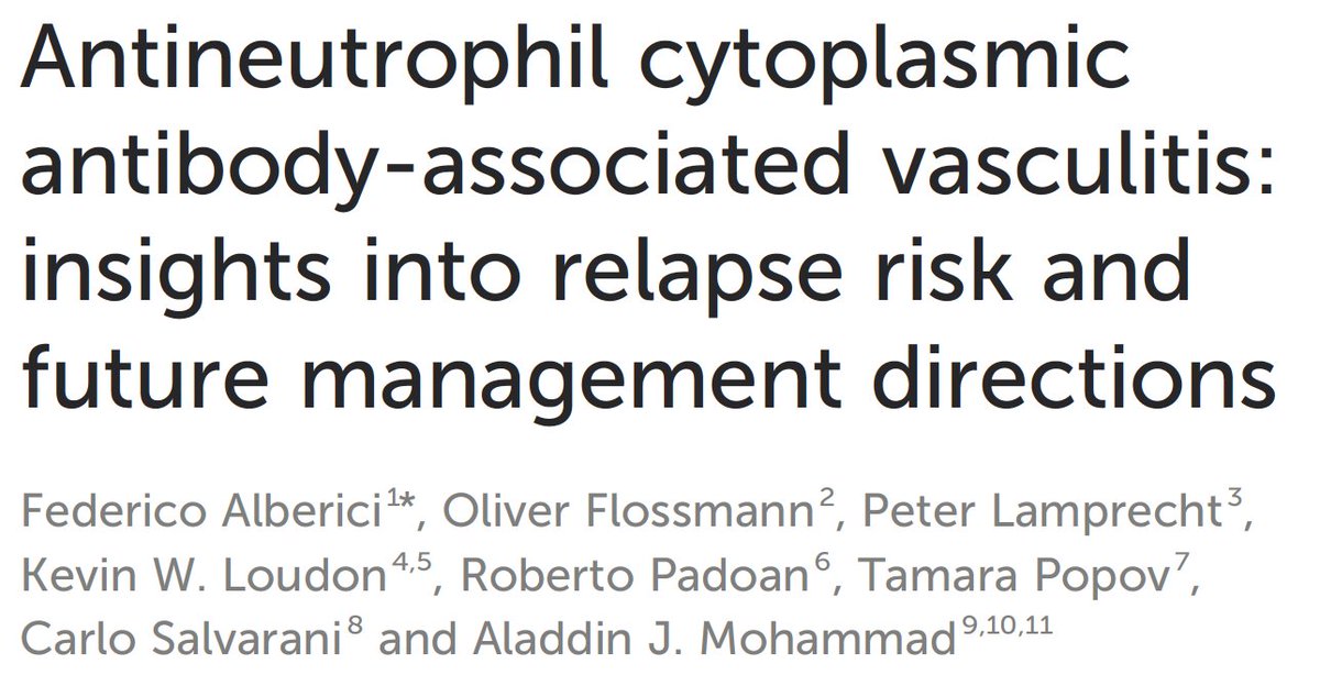 Vasculitis_Lund's tweet photo. New Publication Alert 
Thrilled to share our review on relapse in ANCA-associated vasculitis (AAV).
We summarise what’s known about relapse risk &amp; management, highlighting emerging pathogenic &amp; therapeutic paradigms.
Read here: https://t.co/tTZvyzkt60
Big thanks to my co-authors! https://t.co/OlBI83lszW